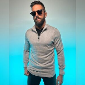 COOFANDY / Gray Long Sleeve Quarter Zip Sweater / Medium / Preppy Hipster Emo